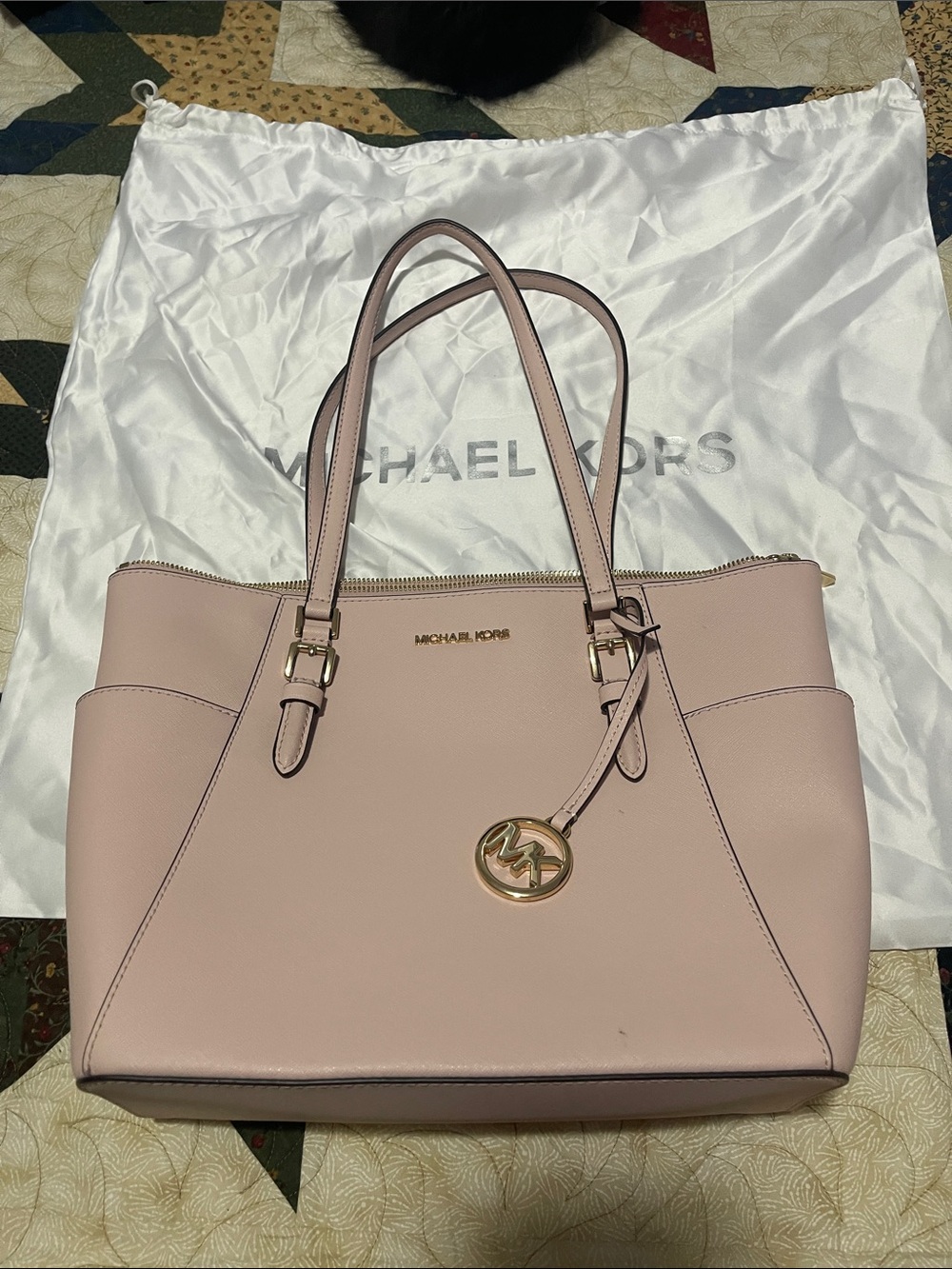 Michael Kors Blush Pink Leather Tote with Gold Hardware